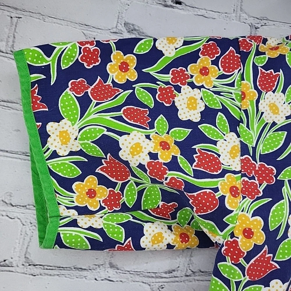 Vintage Childrens Art Smock Full-Coverage Apron Size Me Green Floral Apron Tree‎